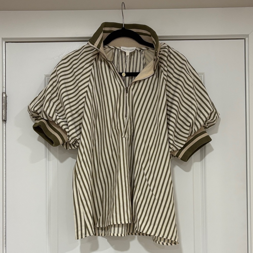 NWT Olive and White Striped Shirt
